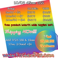 a flyer with a rainbow colored background and a price list